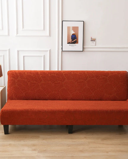 Housse de clic clac terracotta motifs feuilles – Protection canapé convertible – Photo Variation 7