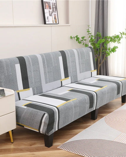 Housse de clic clac motifs géométriques gris – Protection canapé convertible – Photo Variation 7