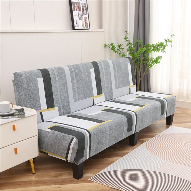 Housse de clic clac motifs géométriques gris – Protection canapé convertible – Photo Variation 7