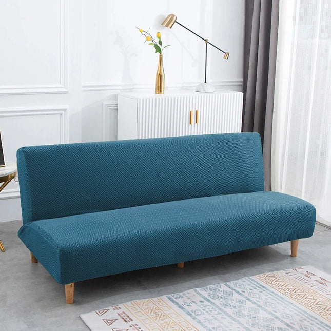 Housse de clic clac bleu canard jacquard – Protection canapé convertible – Photo Variation 7