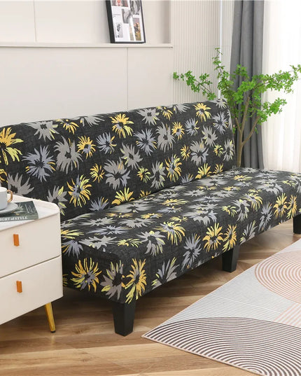 Housse de clic clac fleurs jaunes grises – Protection canapé convertible – Photo Variation 7