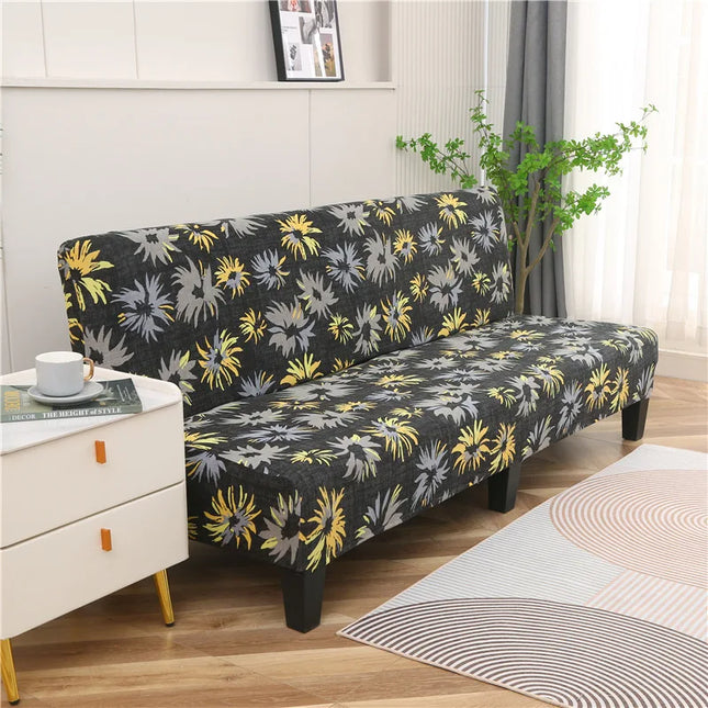 Housse de clic clac fleurs jaunes grises – Protection canapé convertible – Photo Variation 7