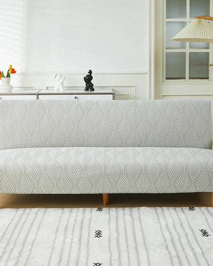 Housse de clic clac motif feuilles gris – Protection canapé convertible – Photo Variation 7