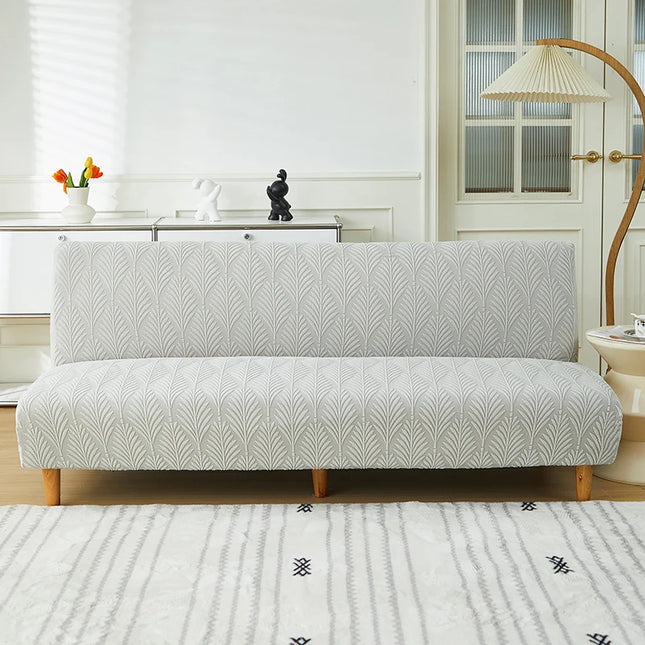 Housse de clic clac motif feuilles gris – Protection canapé convertible – Photo Variation 7