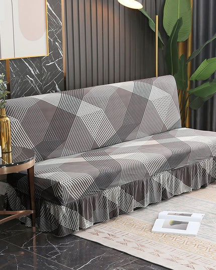 Housse de clic clac gris géométrique jupe – Protection canapé convertible – Photo Variation 7