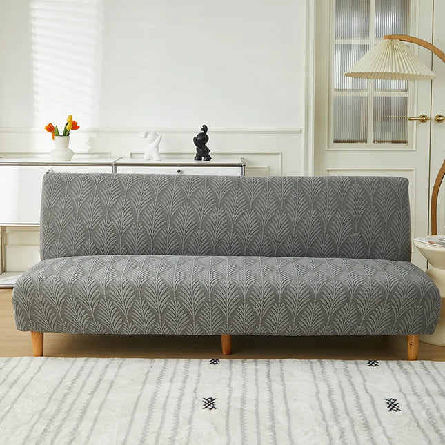 Housse de clic clac grise jacquard feuilles – Protection canapé convertible – Photo Variation 7