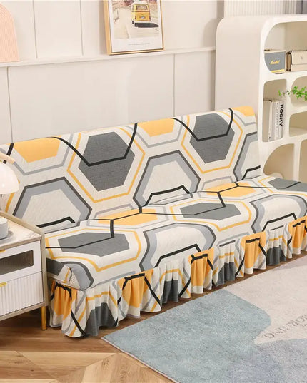 Housse de clic clac géométrique jaune gris – Protection canapé convertible – Photo Variation 7