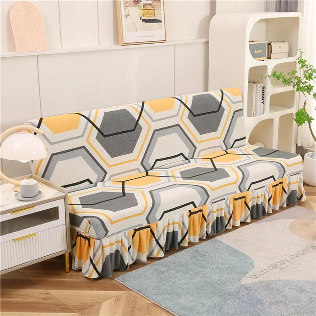 Housse de clic clac géométrique jaune gris – Protection canapé convertible – Photo Variation 7
