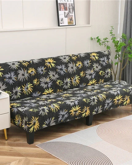 Housse de clic clac motifs fleurs jaunes – Protection canapé convertible – Photo Variation 7