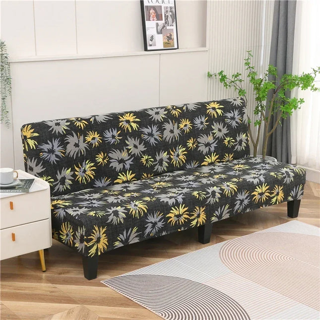 Housse de clic clac motifs fleurs jaunes – Protection canapé convertible – Photo Variation 7
