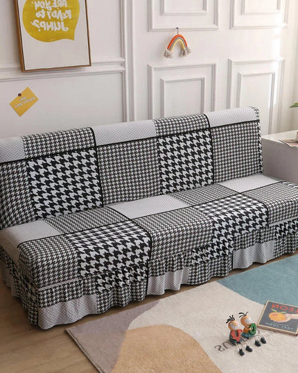 Housse de clic clac pied-de-poule jupe extensible. – Protection canapé convertible – Photo Variation 7