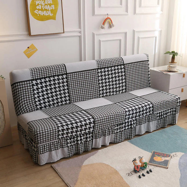 Housse de clic clac pied-de-poule jupe extensible. – Protection canapé convertible – Photo Variation 7