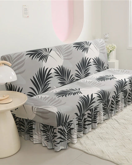 Housse de clic clac jupe feuilles grises – Protection canapé convertible – Photo Variation 7