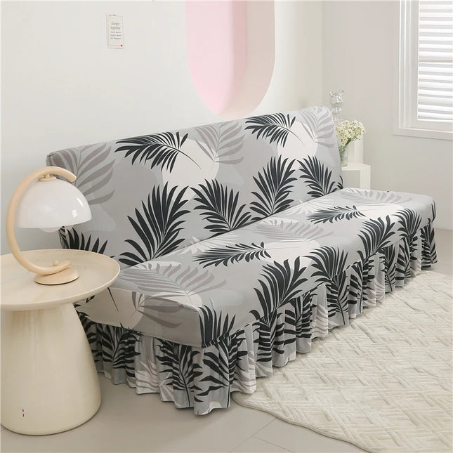 Housse de clic clac jupe feuilles grises – Protection canapé convertible – Photo Variation 7