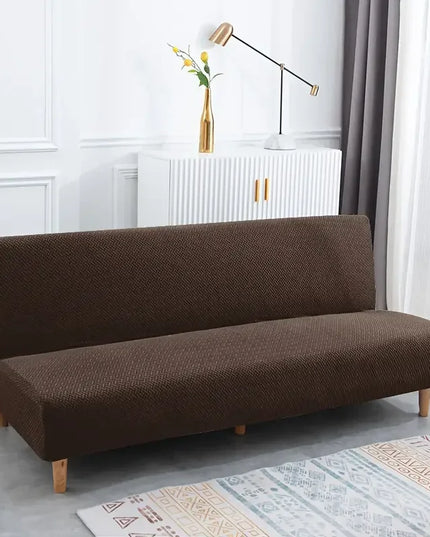 Housse de clic clac marron jacquard extensible – Protection canapé convertible – Photo Variation 7