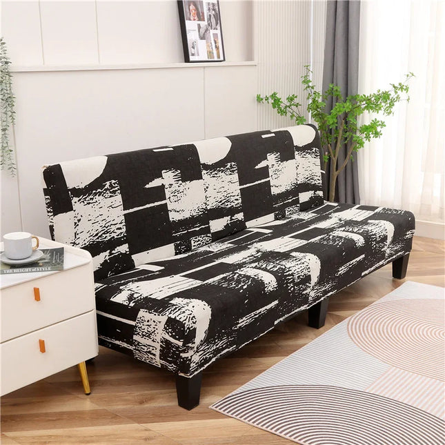 Housse de clic clac imprimée noire blanche – Protection canapé convertible – Photo Variation 7