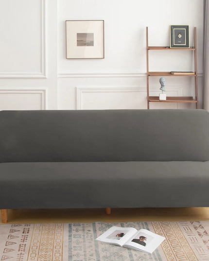 Housse de clic clac sans accoudoirs gris anthracite – Protection canapé convertible – Photo Variation 7