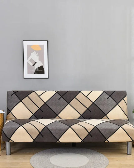 Housse de clic clac géométrique gris beige – Protection canapé convertible – Photo Variation 7