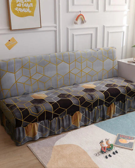 Housse de clic clac géométrique gris doré – Protection canapé convertible – Photo Variation 7