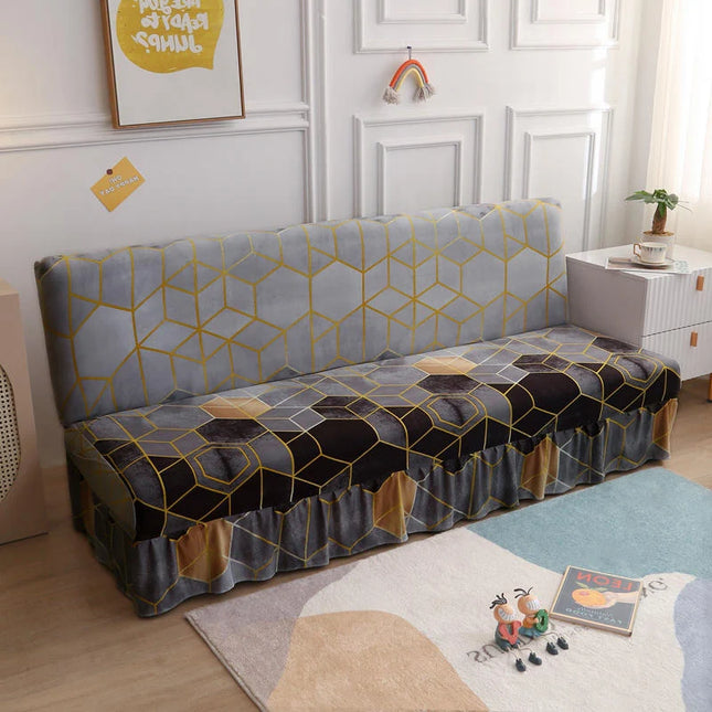 Housse de clic clac géométrique gris doré – Protection canapé convertible – Photo Variation 7