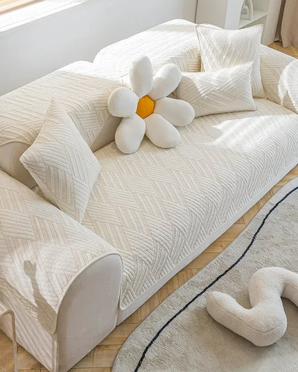 Housse de clic clac matelassée écru antidérapante – Protection canapé convertible – Photo Variation 7