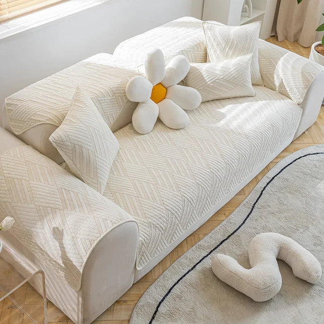 Housse de clic clac matelassée écru antidérapante – Protection canapé convertible – Photo Variation 7