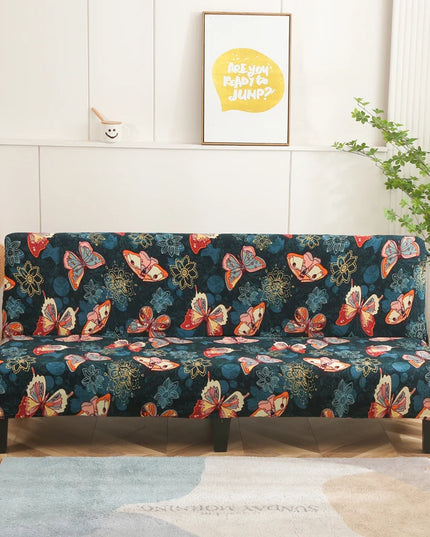 Housse de clic clac imprimée papillons colorés. – Protection canapé convertible – Photo Variation 7