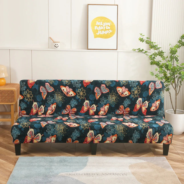 Housse de clic clac imprimée papillons colorés. – Protection canapé convertible – Photo Variation 7