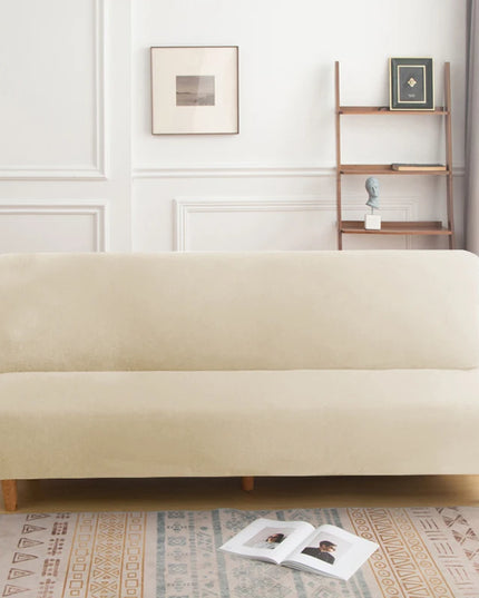 Housse de clic clac beige sans accoudoirs – Protection canapé convertible – Photo Variation 7