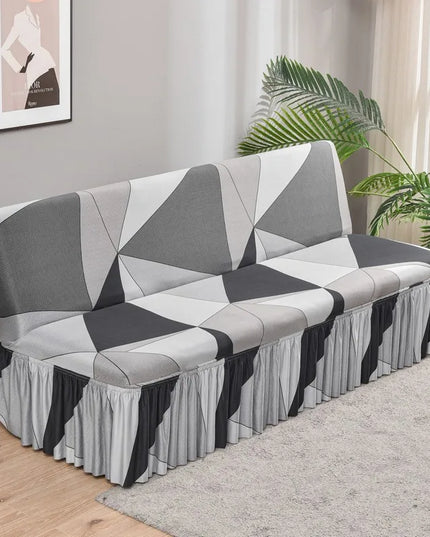 Housse de clic clac géométrique grise jupe – Protection canapé convertible – Photo Variation 7