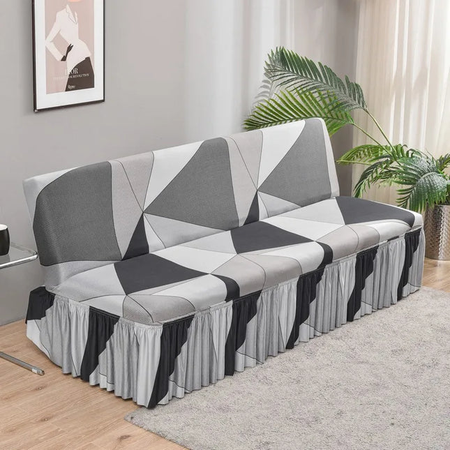Housse de clic clac géométrique grise jupe – Protection canapé convertible – Photo Variation 7