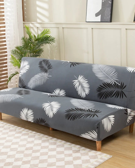 Housse de clic clac extensible gris palmier – Protection canapé convertible – Photo Variation 7