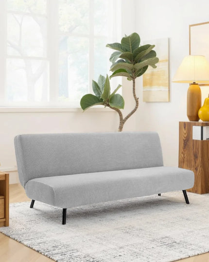 Housse de clic clac gris chiné élastique – Protection canapé convertible – Photo Variation 7