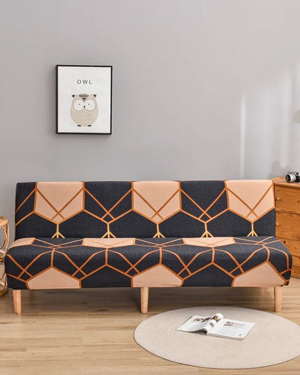 Housse de clic clac géométrique anthracite cuivre – Protection canapé convertible – Photo Variation 7