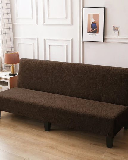 Housse de clic clac marron jacquard feuilles – Protection canapé convertible – Photo Variation 7