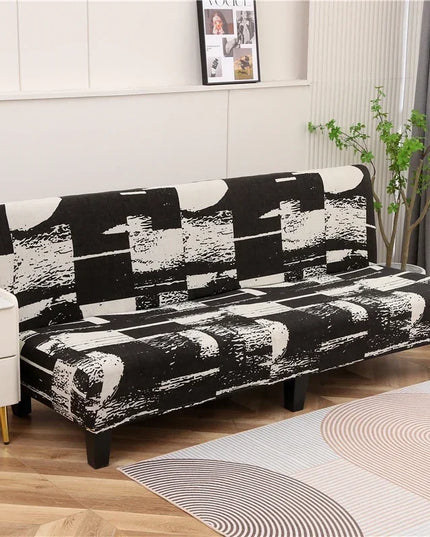 Housse de clic clac imprimée abstraite noir-blanc – Protection canapé convertible – Photo Variation 7