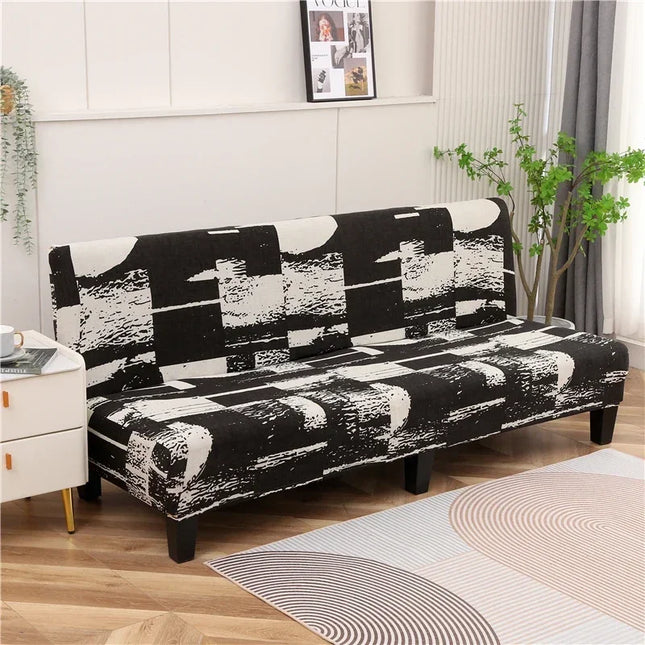 Housse de clic clac imprimée abstraite noir-blanc – Protection canapé convertible – Photo Variation 7