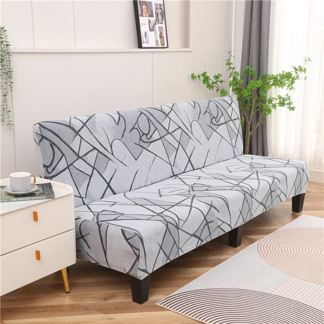 Housse de clic clac géométrique grise. – Protection canapé convertible – Photo Variation 7