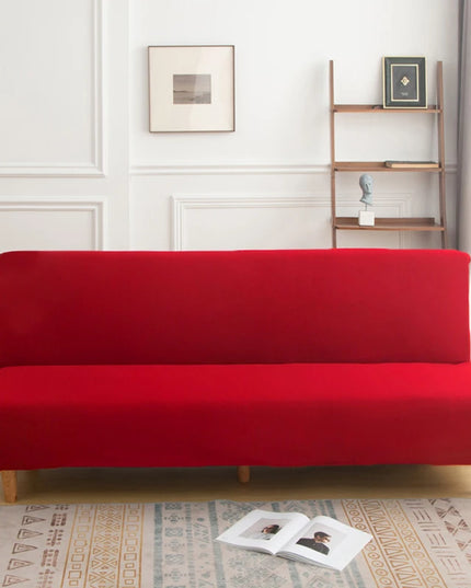 Housse de clic clac rouge unie élastique – Protection canapé convertible – Photo Variation 7