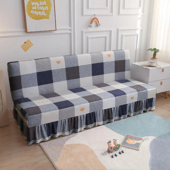 Housse de clic clac carreaux bleu gris – Protection canapé convertible – Photo Variation 7