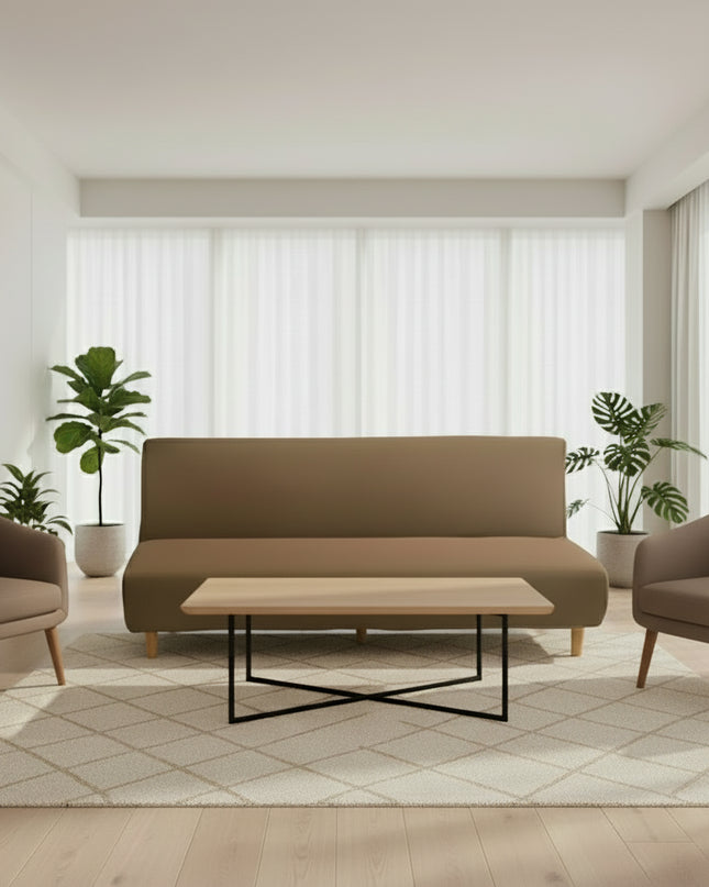 Housse de clic clac marron stretch déhoussable – Protection canapé convertible – Photo Variation 7