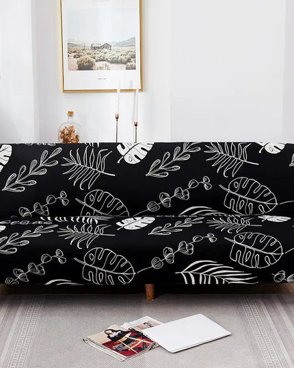Housse de clic clac noire feuilles tropicales – Protection canapé convertible – Photo Variation 7