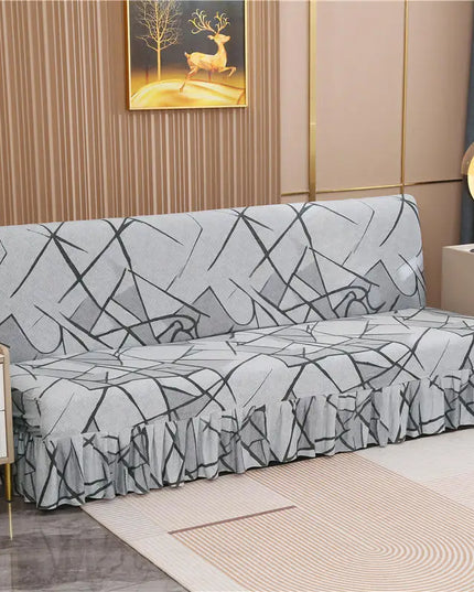 Housse de clic clac jupe grise géométrique – Protection canapé convertible – Photo Variation 7