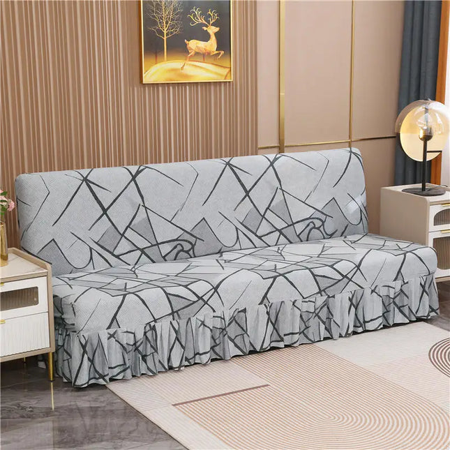 Housse de clic clac jupe grise géométrique – Protection canapé convertible – Photo Variation 7