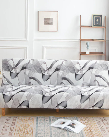 Housse de clic clac motifs abstraits noir gris – Protection canapé convertible – Photo Variation 7