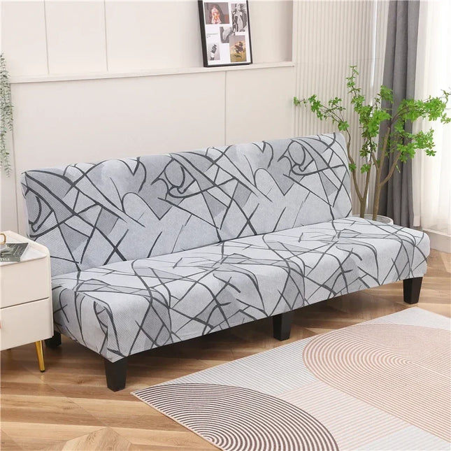 Housse de clic clac spandex imprimée grise – Protection canapé convertible – Photo Variation 7